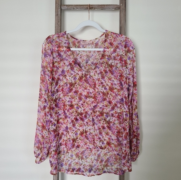 ⭐️40% Off⭐️ Philosophy Republic Clothing Floral Sheer Blouse - Picture 1 of 10